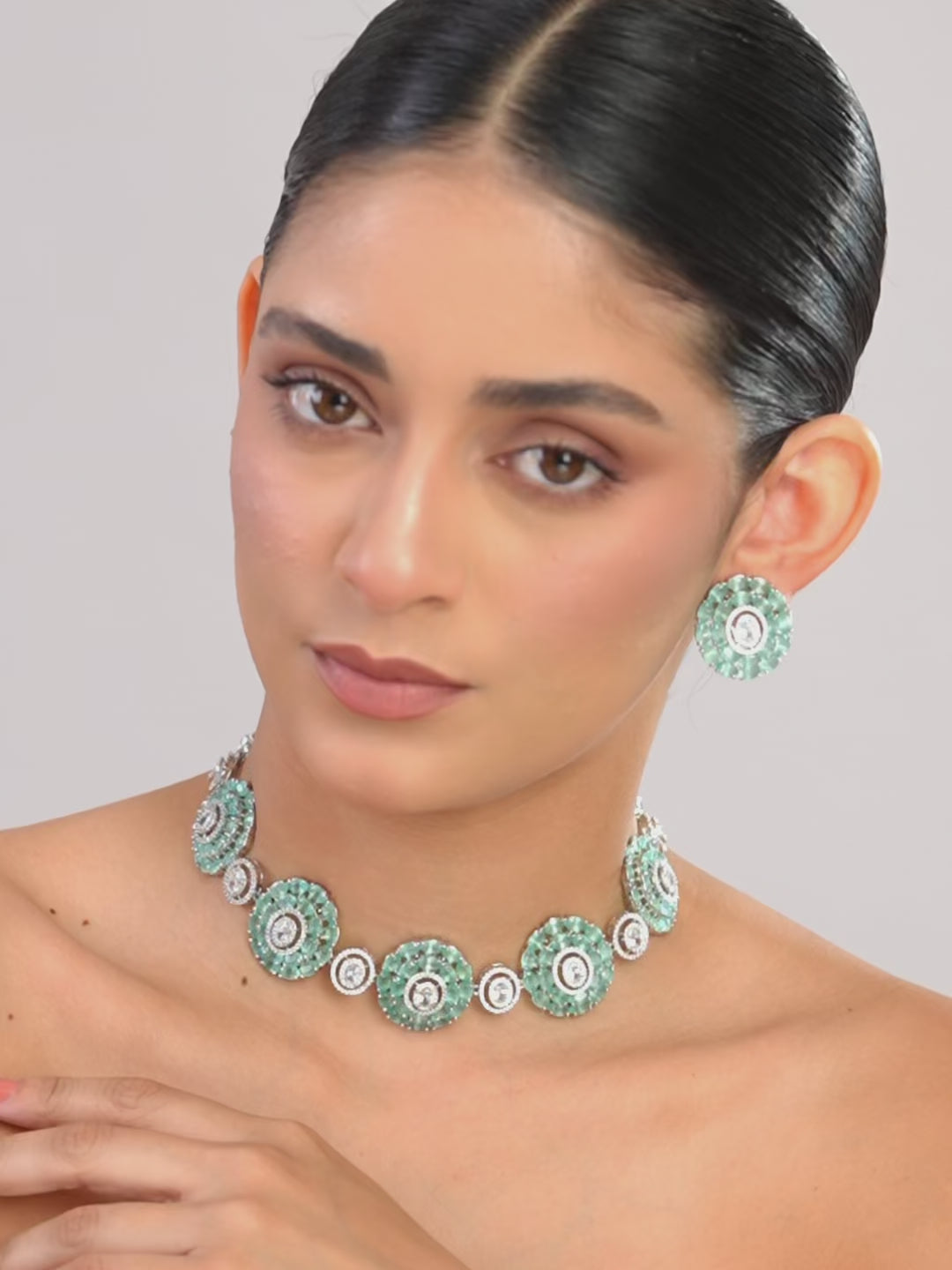 Aqua Rosette Necklace