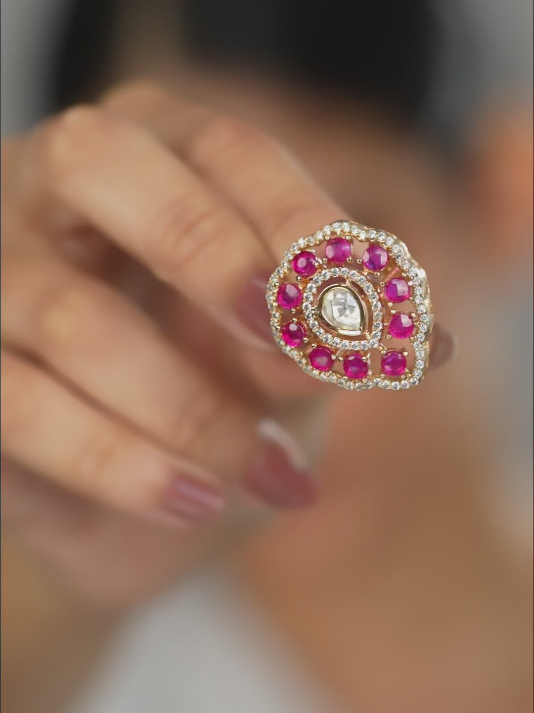 Pink Droplet Ring