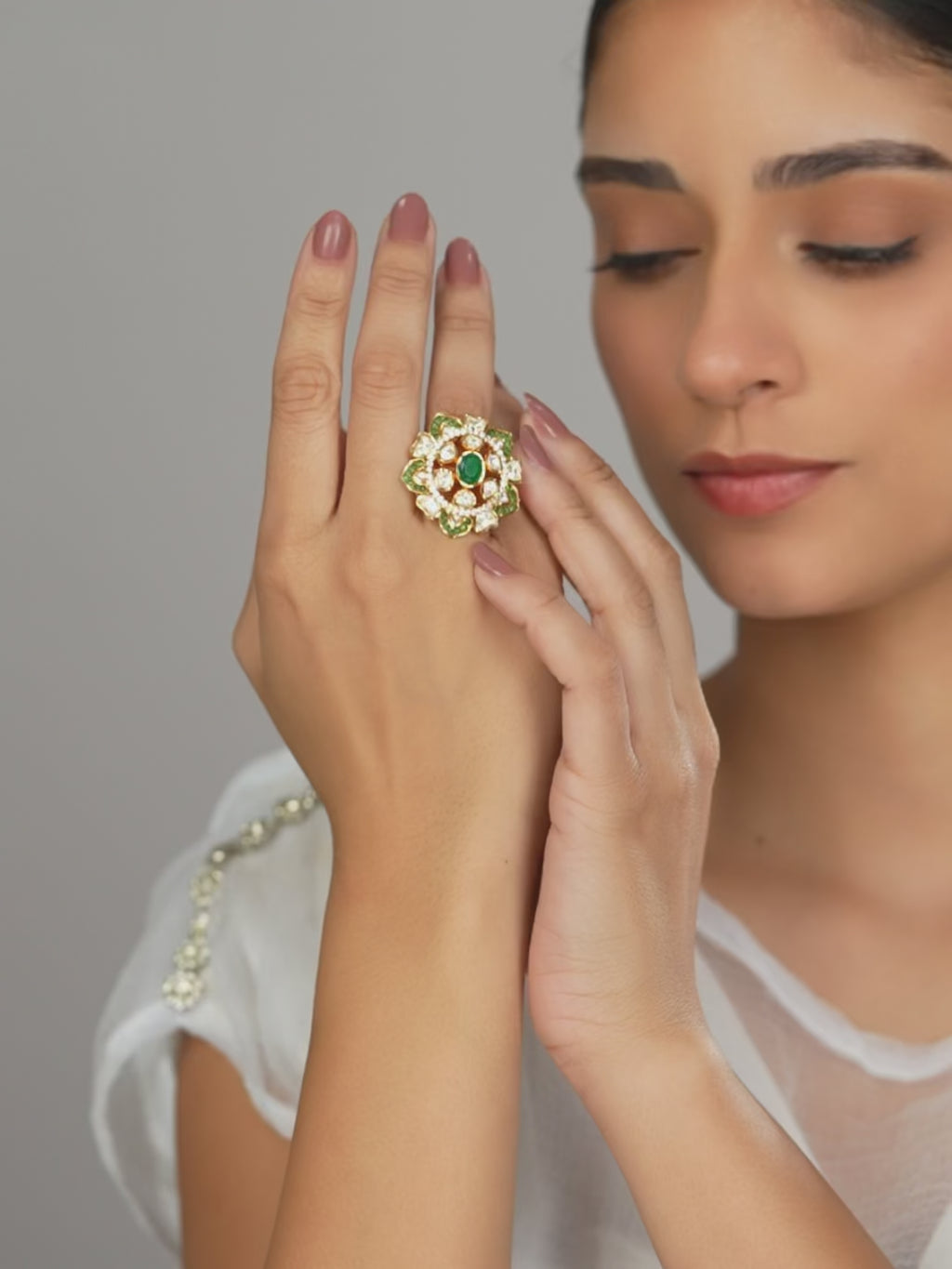 Green Petal Ring