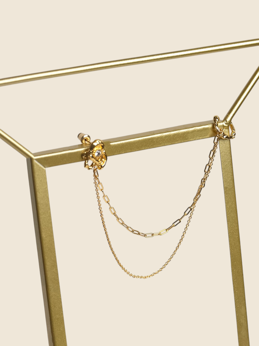 Zircon Stud Double Chain Single Ear Clip